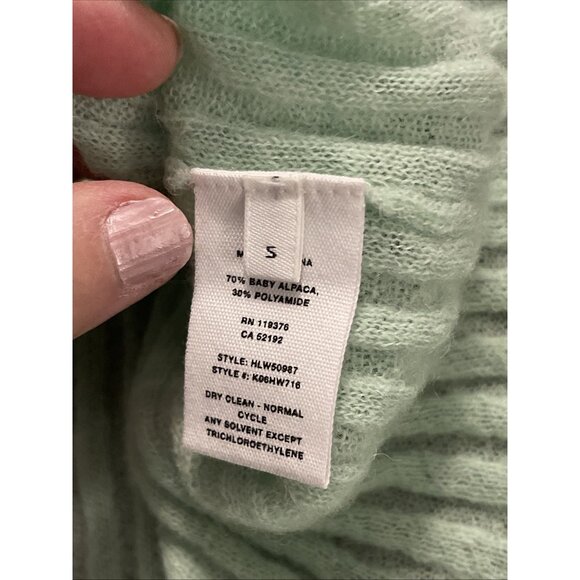 HELMUT LANG Sweater Women Sz S‎ Belted Ribbed Crew Alpaca Blend Mint Green MONEY - Picture 5 of 13